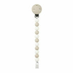 Clema pentru suzeta, Nattou, 100% silicon fara BPA, Cu sistem de prindere la suzeta, Cu margele, 30x7x18 cm, Neutru/Alb