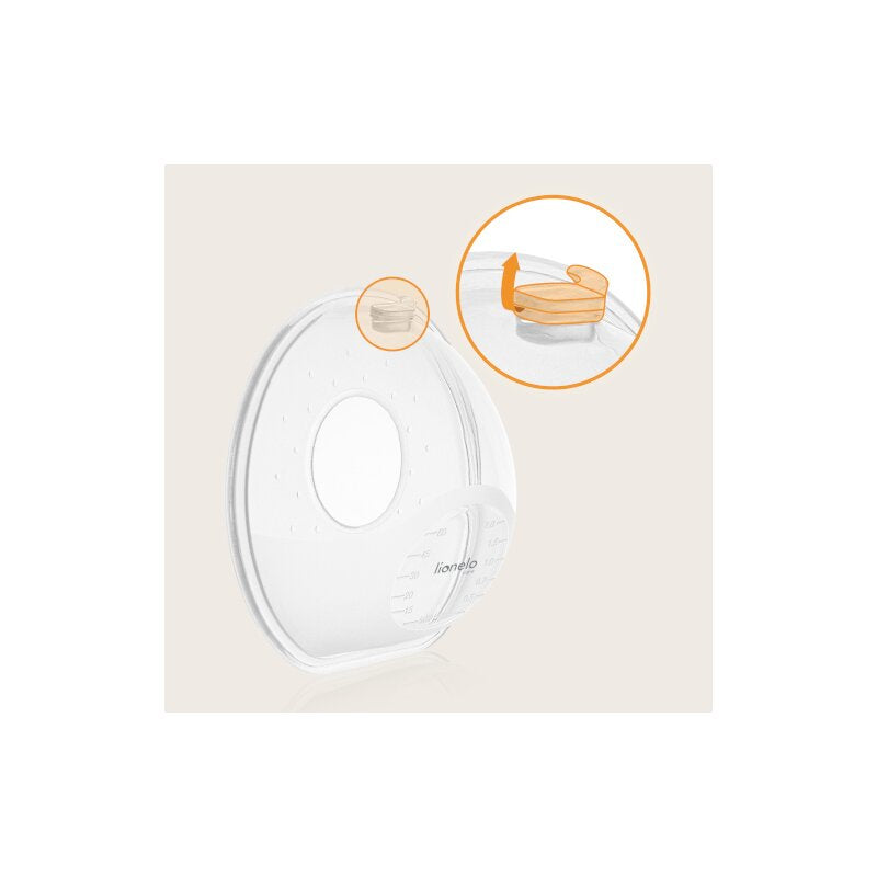 Colectoare san, Lionelo, 2 buc, 60 ml, fara BPA, Ergonomice, Compatibile cu orice sutien, Transparent