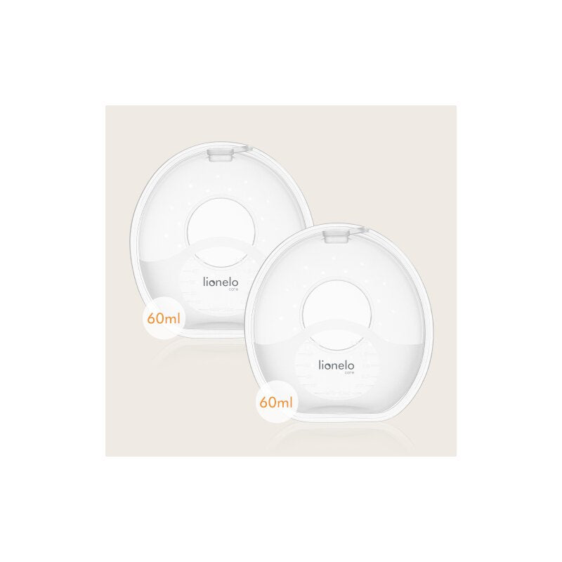 Colectoare san, Lionelo, 2 buc, 60 ml, fara BPA, Ergonomice, Compatibile cu orice sutien, Transparent