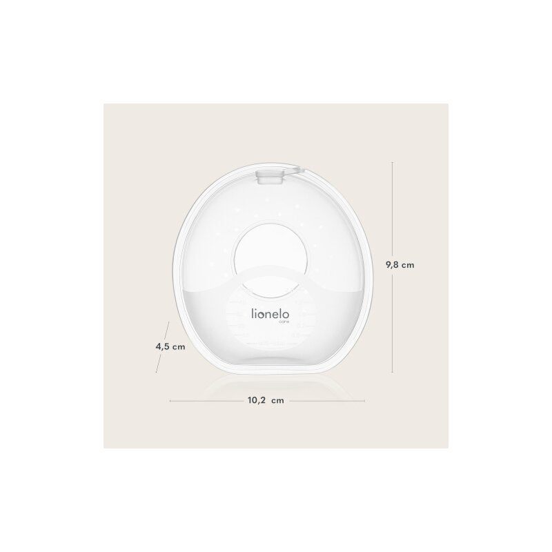 Colectoare san, Lionelo, 2 buc, 60 ml, fara BPA, Ergonomice, Compatibile cu orice sutien, Transparent