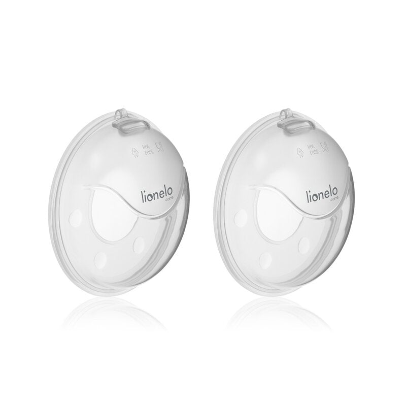 Colector de lapte, Lionelo, Milky, 2 buc, Se potriveste tuturor sutienelor, Cutie depozitare igienica inclusa, Fara bisfenol A, Capacitate 40 ml, Transparent