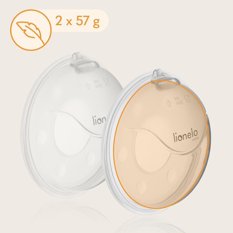 Colector de lapte, Lionelo, Milky, 2 buc, Se potriveste tuturor sutienelor, Cutie depozitare igienica inclusa, Fara bisfenol A, Capacitate 40 ml, Transparent