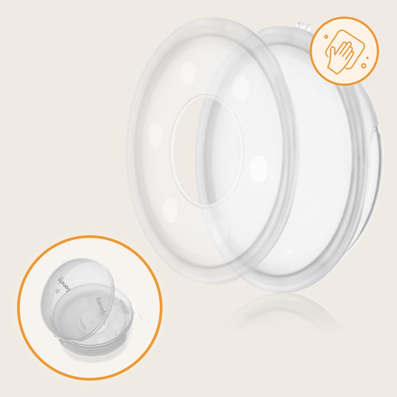 Colector de lapte, Lionelo, Milky, 2 buc, Se potriveste tuturor sutienelor, Cutie depozitare igienica inclusa, Fara bisfenol A, Capacitate 40 ml, Transparent