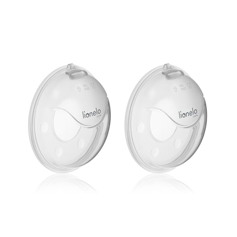 Colector de lapte, Lionelo, Milky, 2 buc, Se potriveste tuturor sutienelor, Cutie depozitare igienica inclusa, Fara bisfenol A, Capacitate 40 ml, Transparent