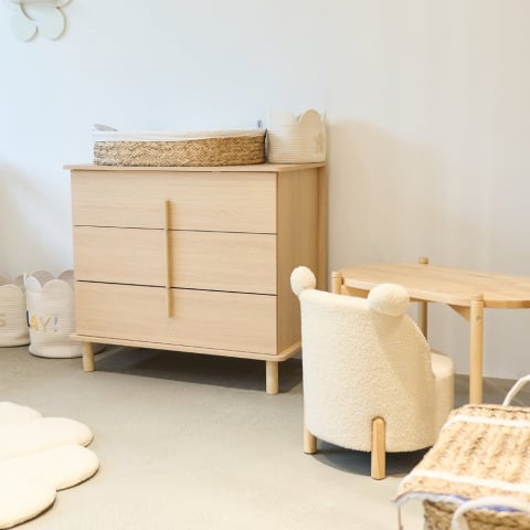 Comoda Childhome Nordica Natural 85 x 50 x 95 cm cu masa de infasat