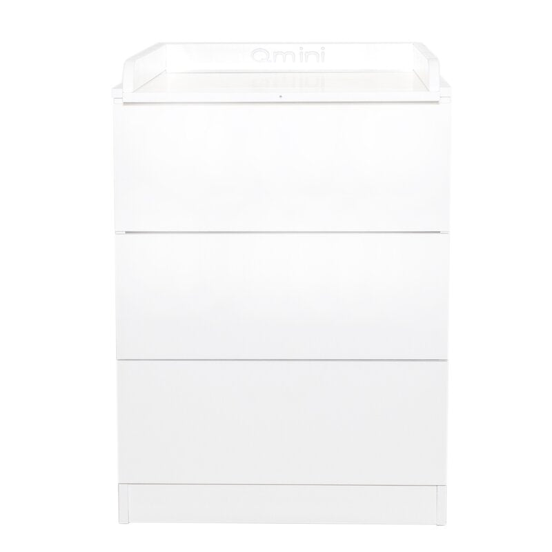 Comoda, Qmini, Wladi, Cu masa pentru infasat demontabila, Cu 3 sertare, Din pal+placa HDF, Alb