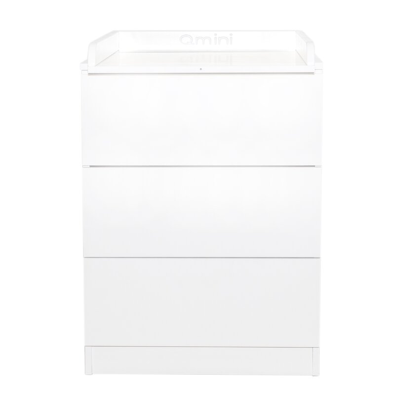 Comoda Qmini, Wladi Cu masa pentru infasat demontabila Cu 3 sertare Din pal+placa HDF, Alb