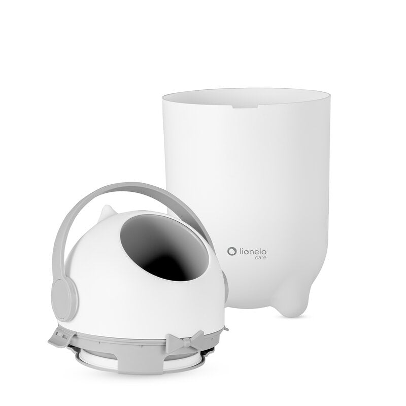 Coș pentru Scutece Lionelo Pure Bin 10L | Sistem Etanș Anti-Miros | Operare cu O Mână | Alb
