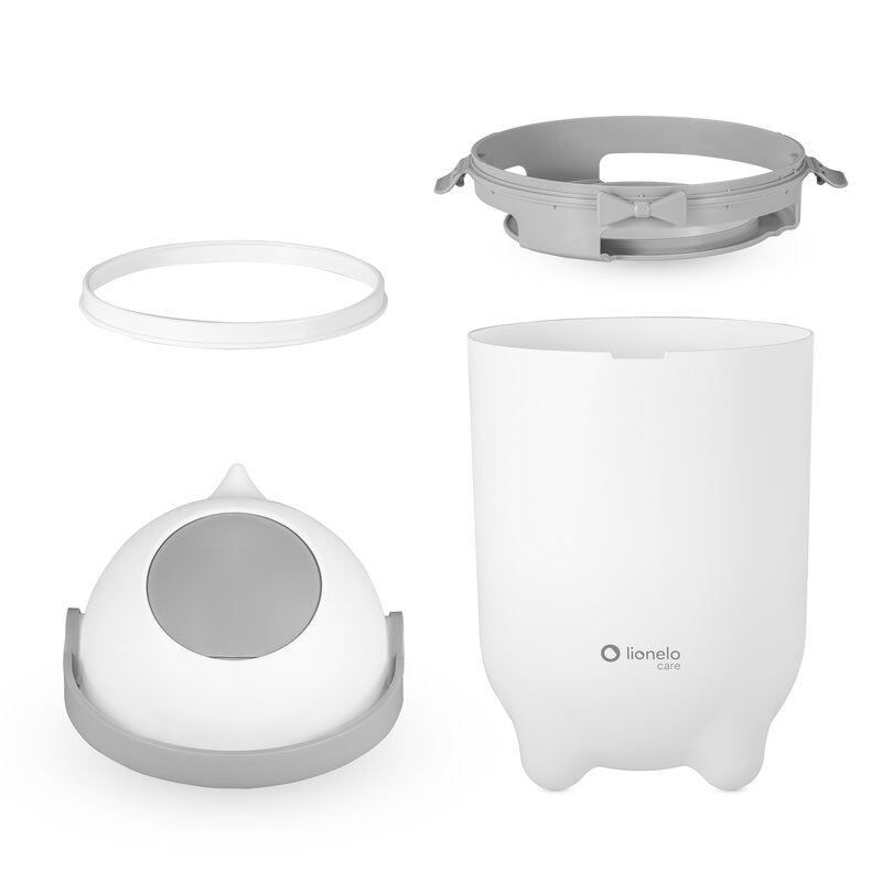Coș pentru Scutece Lionelo Pure Bin 10L | Sistem Etanș Anti-Miros | Operare cu O Mână | Alb