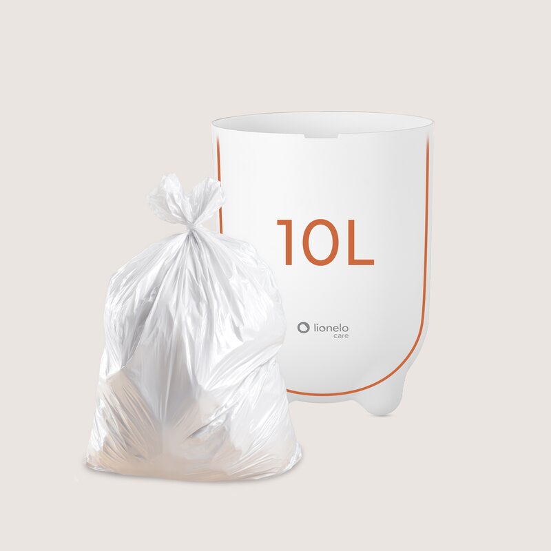 Cos pentru scutece Lionelo Purebin, 10 L, Sistem Etans Anti-Miros, Saci Universali, Operare cu O Mana, Alb