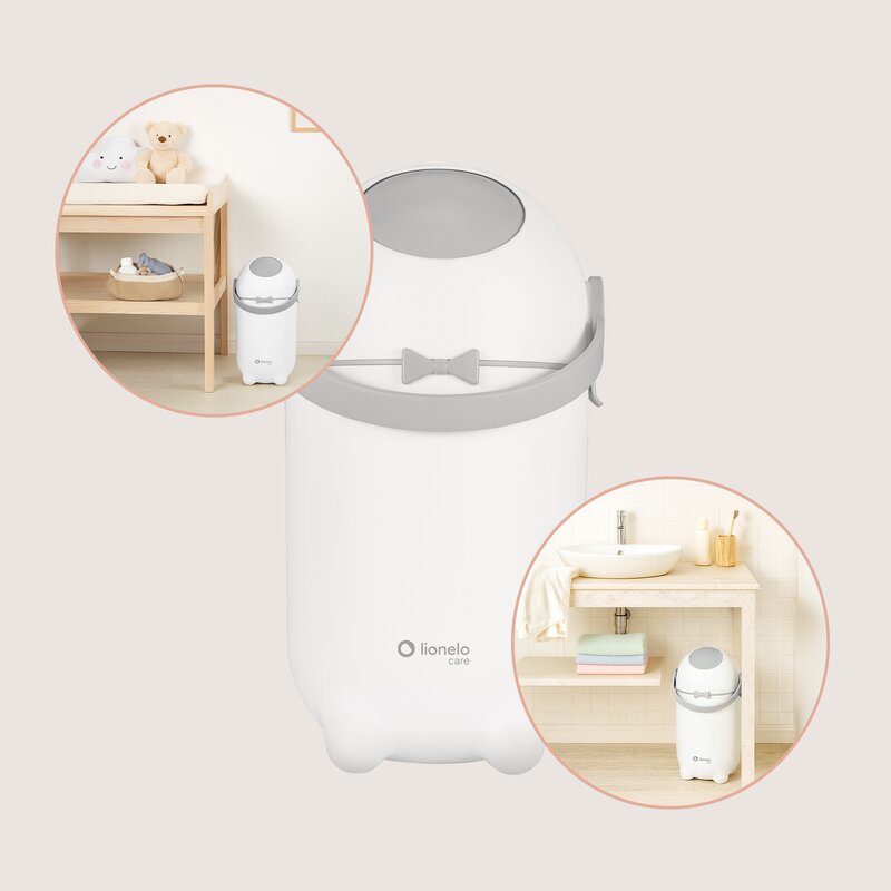 Coș pentru Scutece Lionelo Pure Bin 10L | Sistem Etanș Anti-Miros | Operare cu O Mână | Alb