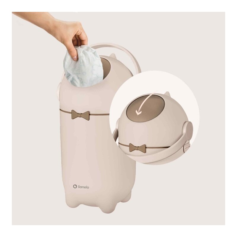 Cos pentru scutece Lionelo Purebin 10 L Sistem Etans Anti-Miros Saci Universali Bej