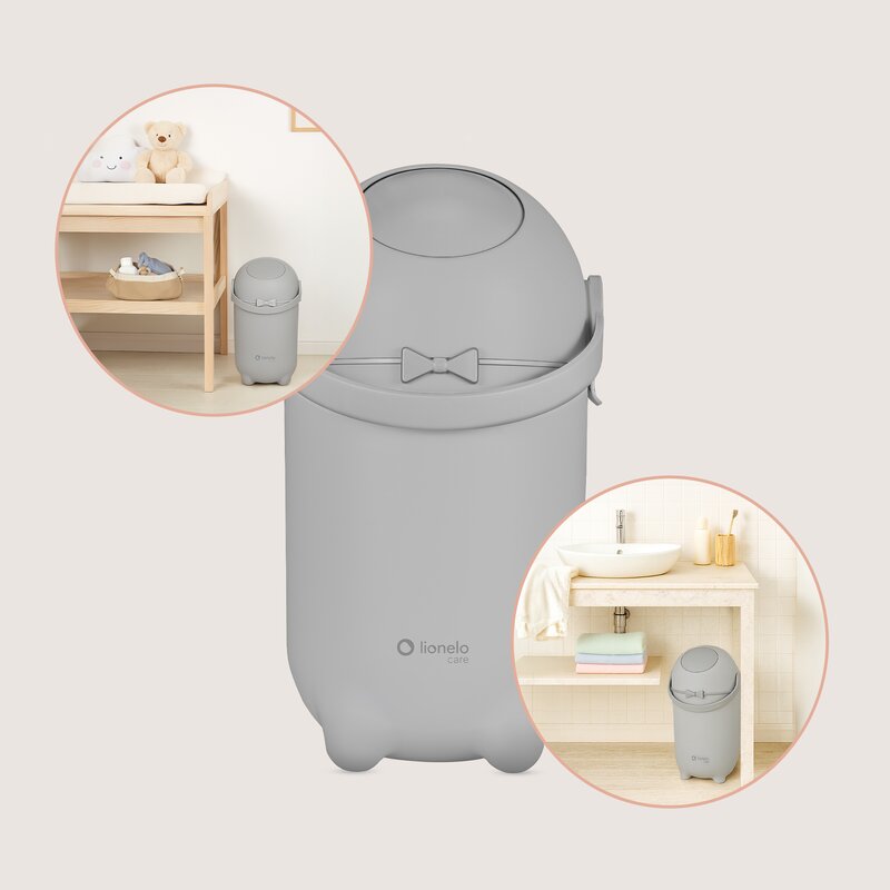 Coș pentru Scutece Lionelo Pure Bin 10L | Sistem Etanș Anti-Miros | Operare cu O Mână | Saci Universali