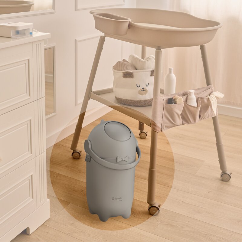 Coș pentru Scutece Lionelo Pure Bin 10L | Sistem Etanș Anti-Miros | Operare cu O Mână | Saci Universali