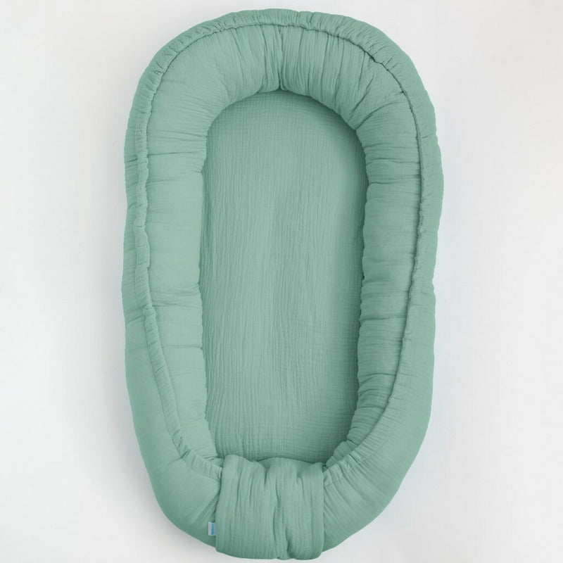Baby nest New Baby Muselina 80x50 cm, Verde – vedere de sus