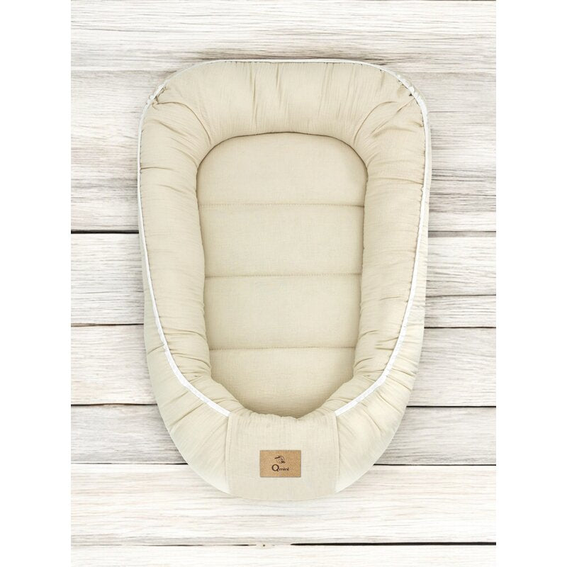 Coșuleț bebeluș Qmini Baby Nest 55x75 cm, Bej cald – detaliu produs