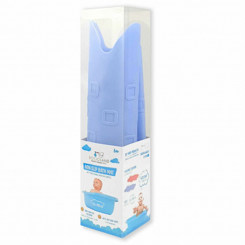 Covoras de baie, Bocioland, Antiderapant, Cu ventuze, Silicon, 33 x 90 cm, Crocodile Blue