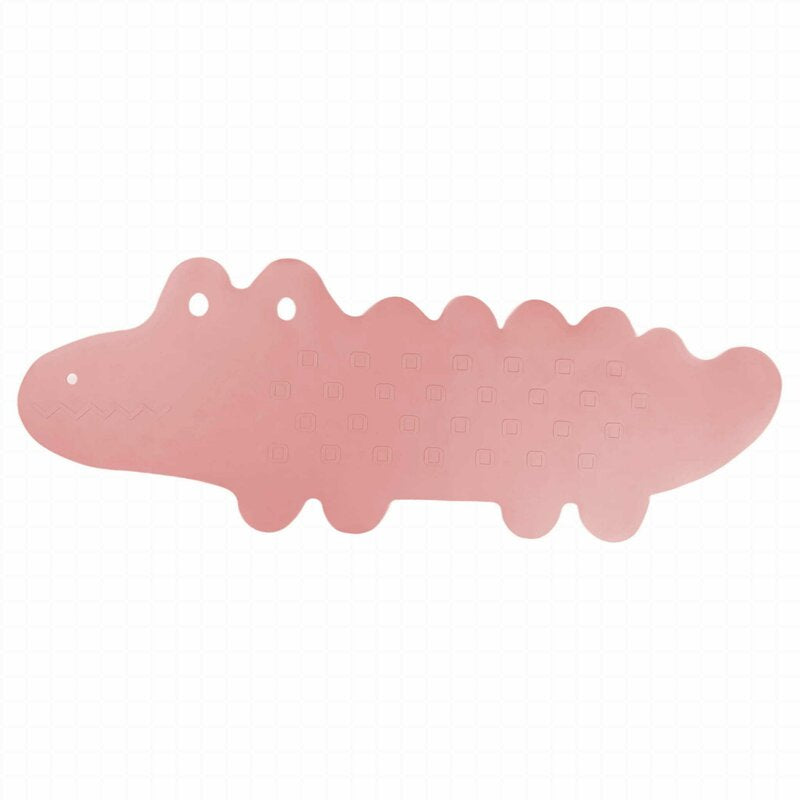 Covoras de baie, Bocioland, Antiderapant, Cu ventuze, Silicon, 33 x 90 cm, Crocodile Pink