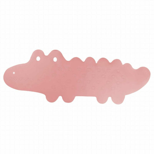 Covoras de baie, Bocioland, Antiderapant, Cu ventuze, Silicon, 33 x 90 cm, Crocodile Pink