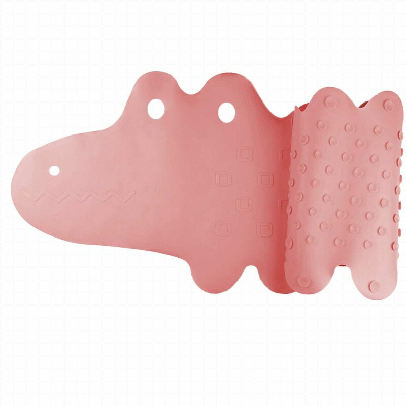 Covoras de baie Bocioland antiderapant, cu ventuze, 33x90 cm, Crocodile Pink