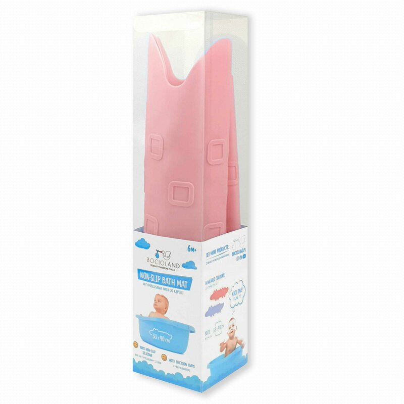 Covoras de baie, Bocioland, Antiderapant, Cu ventuze, Silicon, 33 x 90 cm, Crocodile Pink