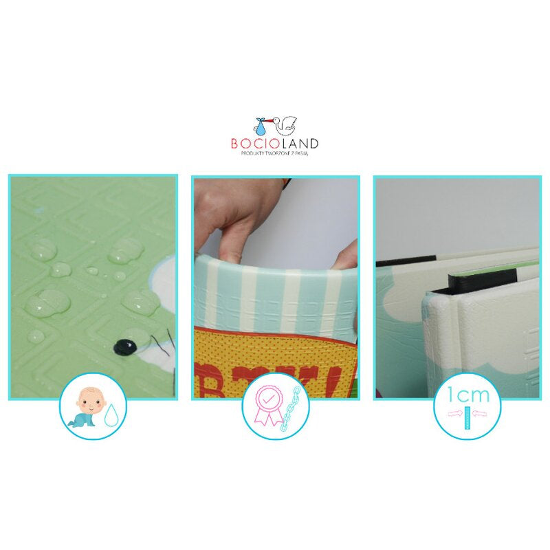 Covoras de joaca, Bocioland, City, Pliabil, Protectie impotriva loviturilor, Dimensiune mare, 200 x 150 cm, Cu Imprimeu pe ambele parti, Potrivit pentru utlizare atat in interior, cat si in exterior