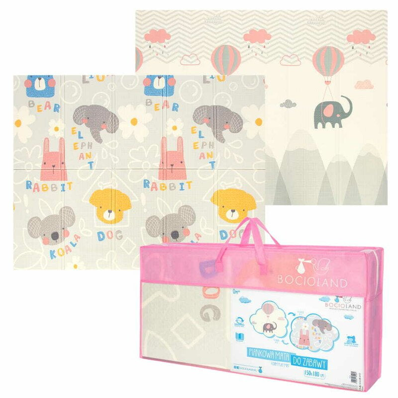 Covoras de joaca Bocioland Grey Elephant - imprimeu pe ambele parti