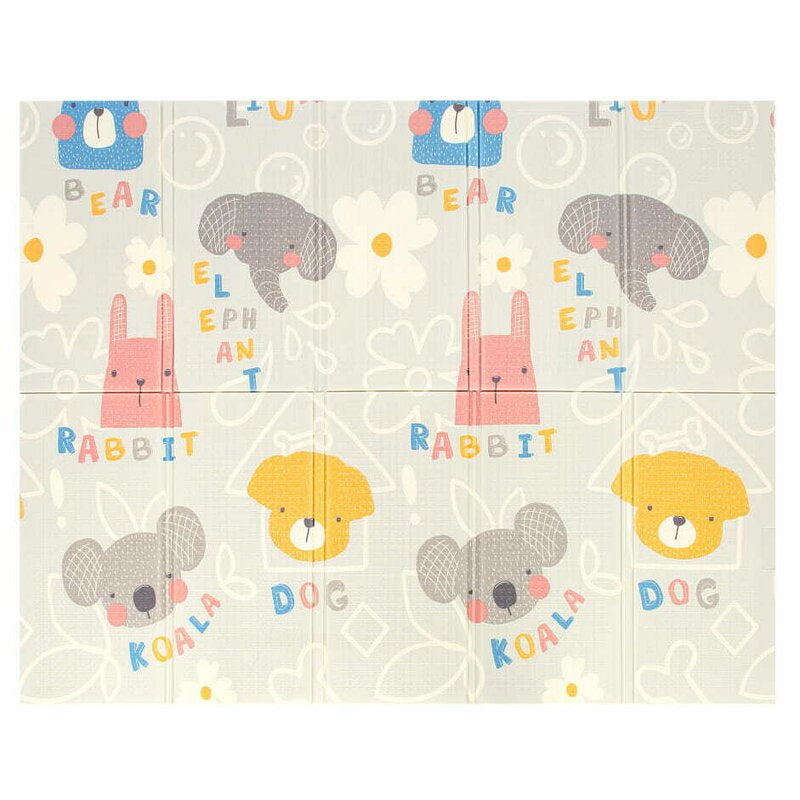 Covoras de joaca, Bocioland, Grey Elephant, Pliabil, Protectie impotriva loviturilor, Dimensiune mare, 180 x 150 cm, Cu Imprimeu pe ambele parti, Potrivit pentru utlizare atat in interior, cat si in exterior