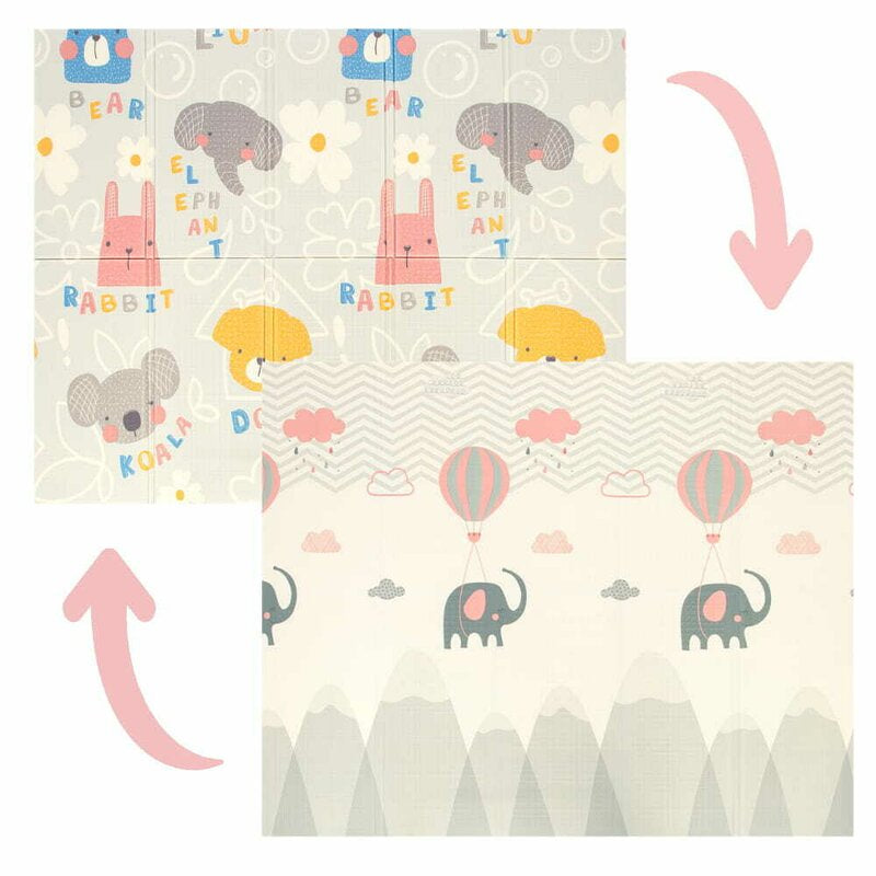 Covoras de joaca Bocioland Grey Elephant, pliabil, 180x150 cm
