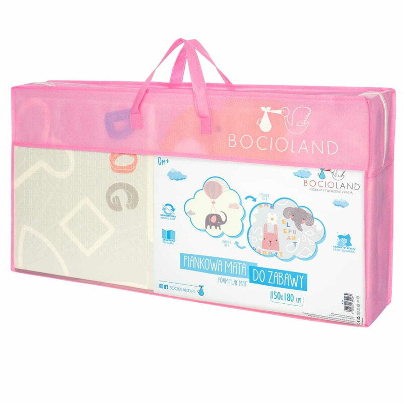 Covoras de joaca, Bocioland, Grey Elephant, Pliabil, Protectie impotriva loviturilor, Dimensiune mare, 180 x 150 cm, Cu Imprimeu pe ambele parti, Potrivit pentru utlizare atat in interior, cat si in exterior