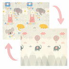 Covoras de joaca, Bocioland, Grey Elephant, Pliabil, Protectie impotriva loviturilor, Dimensiune mare, 180 x 150 cm, Cu Imprimeu pe ambele parti, Potrivit pentru utlizare atat in interior, cat si in exterior
