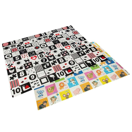 Covoras de joaca, Bocioland, Happy Day, Pliabil, Protectie impotriva loviturilor, Dimensiune mare, 200 x 150 cm, Cu Imprimeu pe ambele parti, Potrivit pentru utlizare atat in interior, cat si in exterior