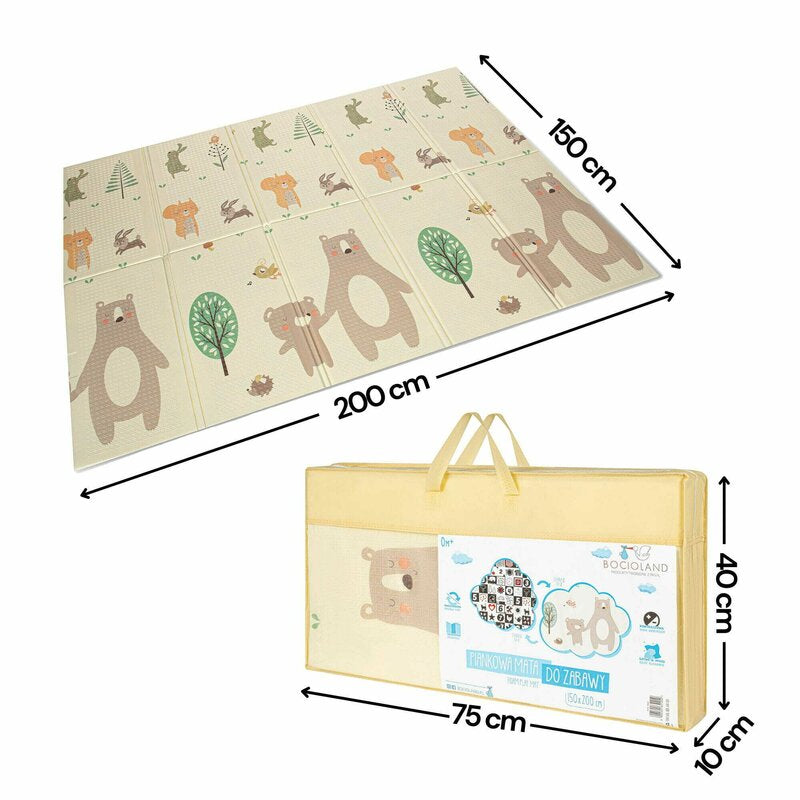 Covoras de joaca, Bocioland, Little Bear, Pliabil, Protectie impotriva loviturilor, Dimensiune mare, 200 x 150 cm, Cu Imprimeu pe ambele parti, Potrivit pentru utlizare atat in interior, cat si in exterior