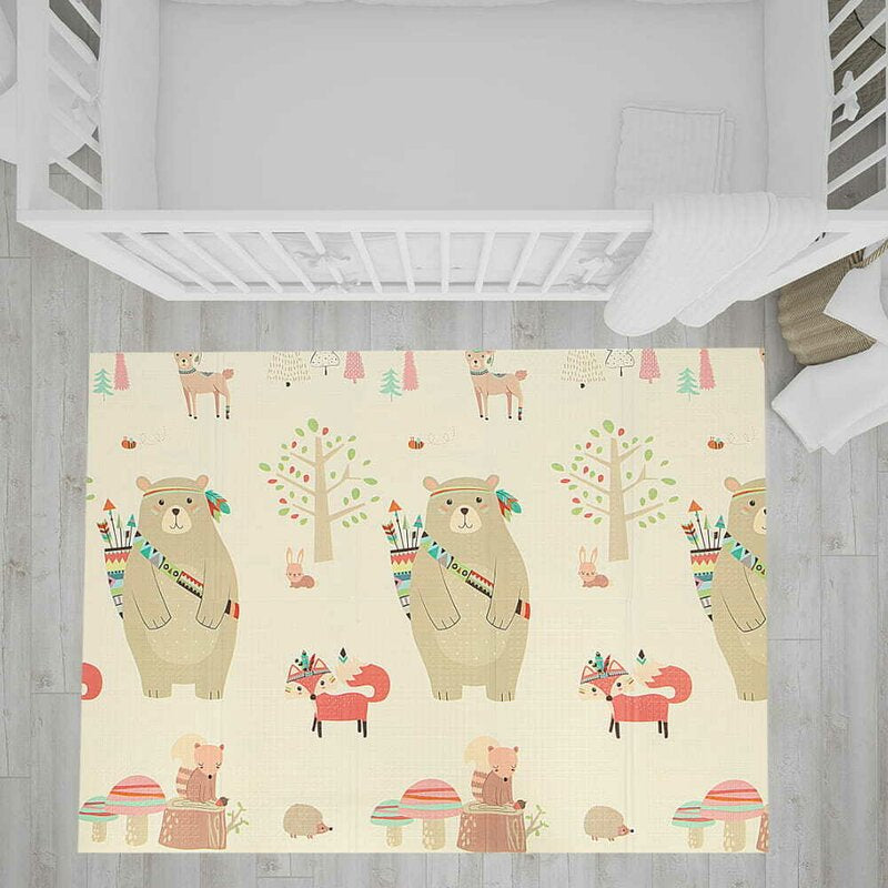 Covoras de joaca, Bocioland, Panda, Pliabil, Protectie impotriva loviturilor, Dimensiune mare, 180 x 150 cm, Cu Imprimeu pe ambele parti, Potrivit pentru utlizare atat in interior, cat si in exterior