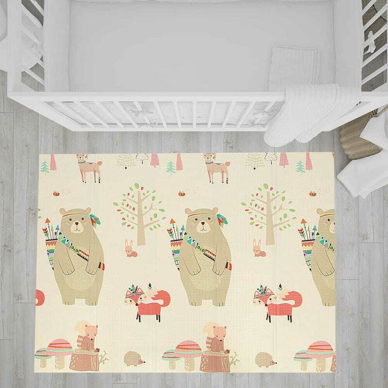 Covoras de joaca, Bocioland, Panda, Pliabil, Protectie impotriva loviturilor, Dimensiune mare, 180 x 150 cm, Cu Imprimeu pe ambele parti, Potrivit pentru utlizare atat in interior, cat si in exterior