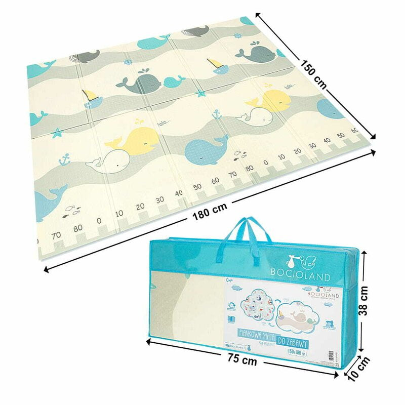 Covoras de joaca, Bocioland, Water City, Pliabil, Protectie impotriva loviturilor, Dimensiune mare, 180 x 150 cm, Cu Imprimeu pe ambele parti, Potrivit pentru utlizare atat in interior, cat si in exterior