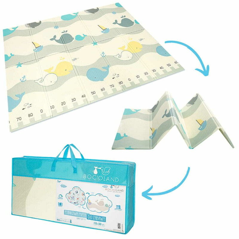 Covoras de joaca, Bocioland, Water City, Pliabil, Protectie impotriva loviturilor, Dimensiune mare, 180 x 150 cm, Cu Imprimeu pe ambele parti, Potrivit pentru utlizare atat in interior, cat si in exterior