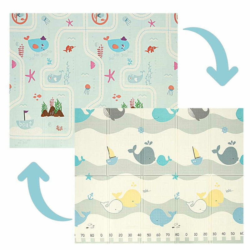 Covoras de joaca, Bocioland, Water City, Pliabil, Protectie impotriva loviturilor, Dimensiune mare, 180 x 150 cm, Cu Imprimeu pe ambele parti, Potrivit pentru utlizare atat in interior, cat si in exterior