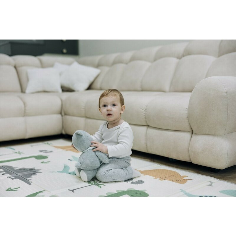 Covoras de joaca, FreeON, Magic Dino, Cu doua fete, Pliabil, Protectie impotriva loviturilor, 200 x 150 cm, Cu Imprimeu pe ambele parti, 0 luni+, Multicolor