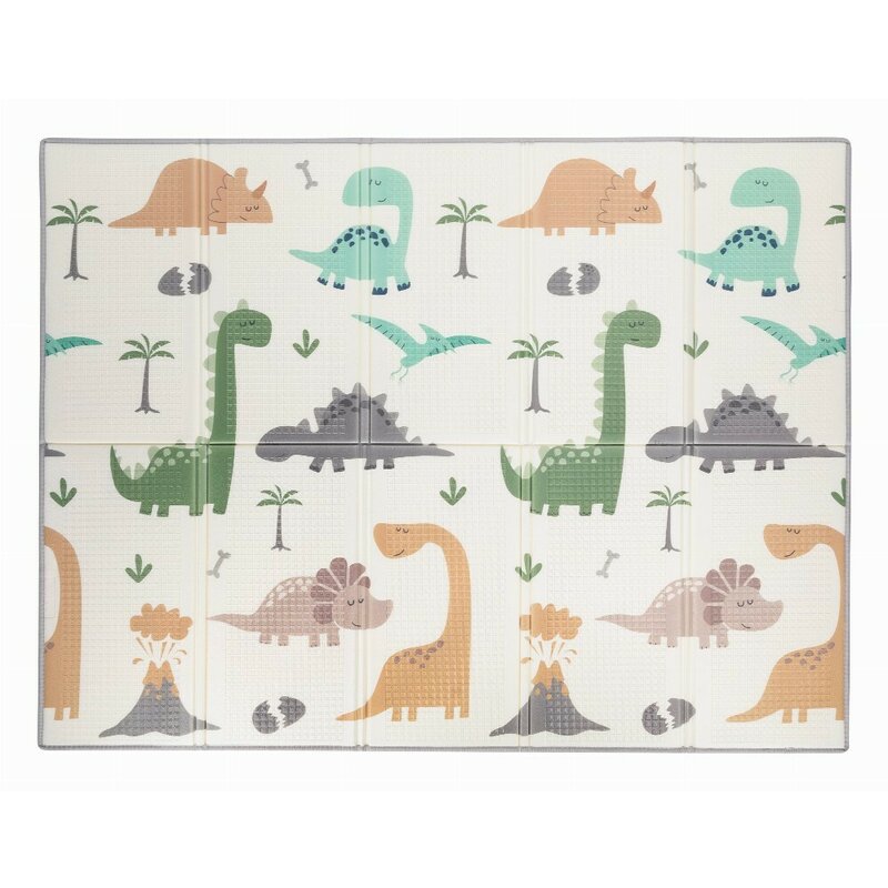 Covoras de joaca, FreeON, Magic Dino, Cu doua fete, Pliabil, Protectie impotriva loviturilor, 200 x 150 cm, Cu Imprimeu pe ambele parti, 0 luni+, Multicolor
