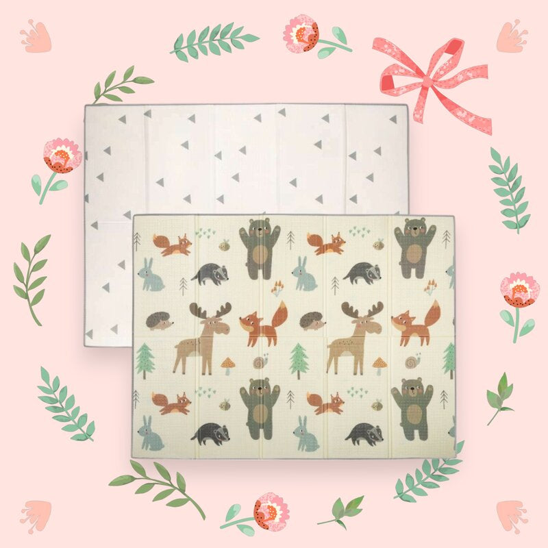 Covoras de joaca, FreeON, Magic Friends, Cu doua fete, Pliabil, Protectie impotriva loviturilor, 200 x 150 cm, Cu Imprimeu pe ambele parti, 0 luni+, Multicolor