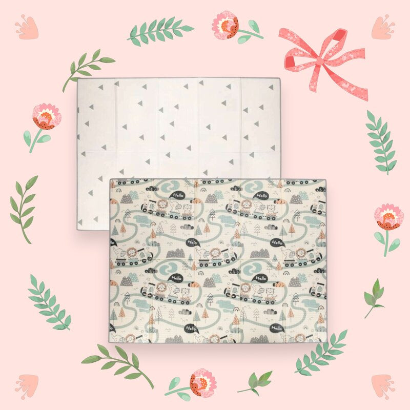 Covoras de joaca, FreeON, Magic Road, Cu doua fete, Pliabil, Protectie impotriva loviturilor, 200 x 150 cm, Cu Imprimeu pe ambele parti, 0 luni+, Multicolor