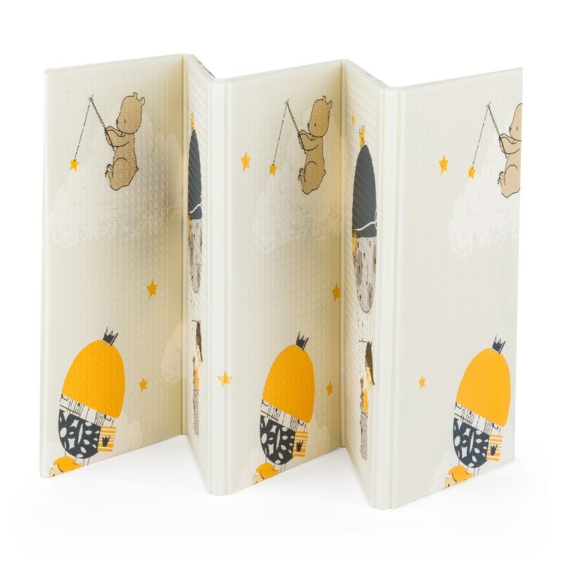 Covoras de joaca, Petite&Mars, Reversibil, Include geanta pentru transport, Pliabil si impermeabil, Non-toxic, 197 x 147 x 1 cm, Campy Mountains, 0 luni+, Multicolor