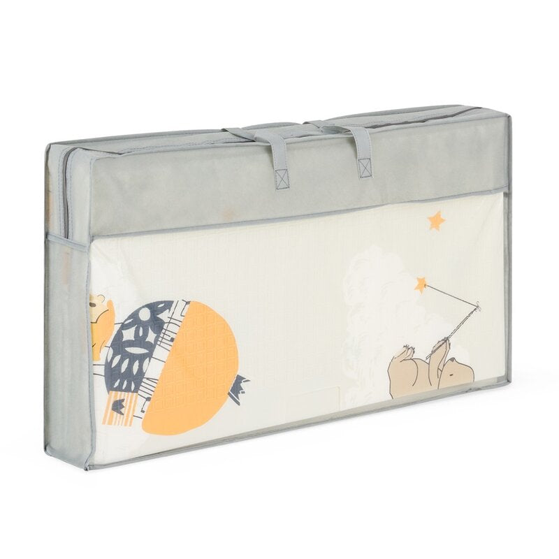 Covoras de joaca, Petite&Mars, Reversibil, Include geanta pentru transport, Pliabil si impermeabil, Non-toxic, 197 x 147 x 1 cm, Campy Mountains, 0 luni+, Multicolor