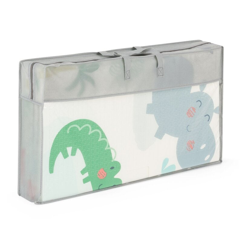 Covoras de joaca, Petite&Mars, Reversibil, Include geanta pentru transport, Pliabil si impermeabil, Non-toxic, 197 x 147 x 1 cm, Jungle, 0 luni+, Multicolor