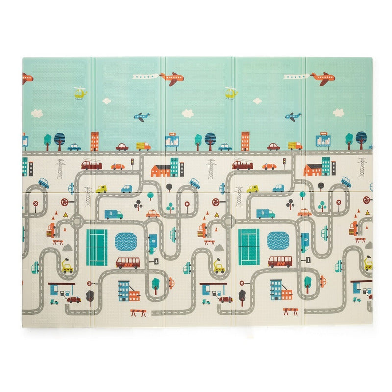Covoras de joaca reversibil Petite&Mars 197 x 147 cm cu geanta de transport Oras, imagine 2