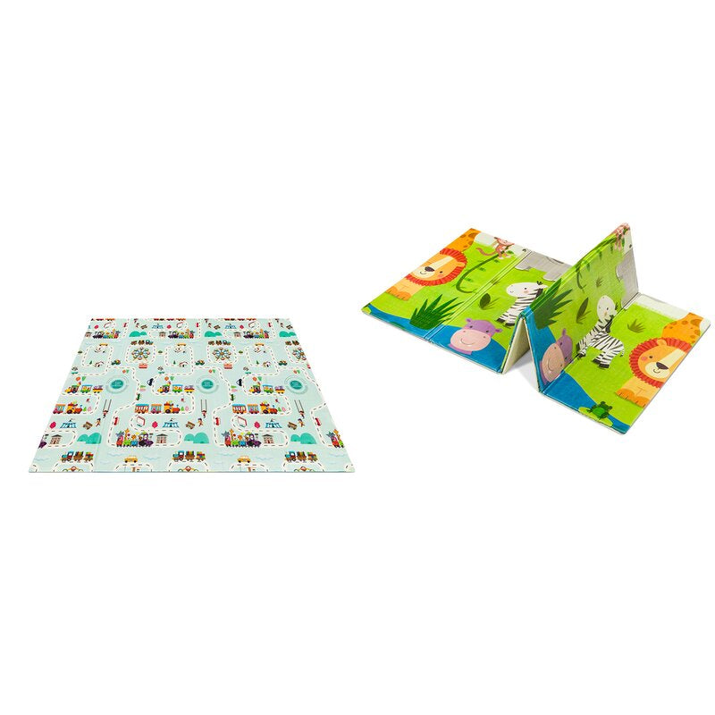 Covoras educativ, Lionelo, Robby, Pliabil, Impermeabil, Dimensiune mare, 200 x 180 cm, Cu Imprimeu pe ambele parti, Conform cu standardul european de securitate EN71, Multicolor