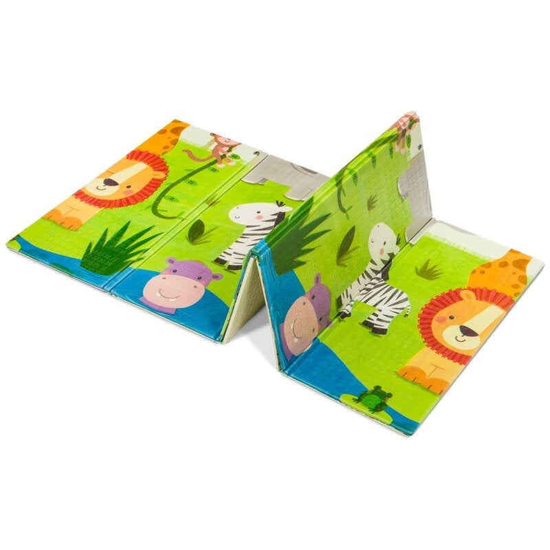Covoras educativ, Lionelo, Robby, Pliabil, Impermeabil, Dimensiune mare, 200 x 180 cm, Cu Imprimeu pe ambele parti, Conform cu standardul european de securitate EN71, Multicolor