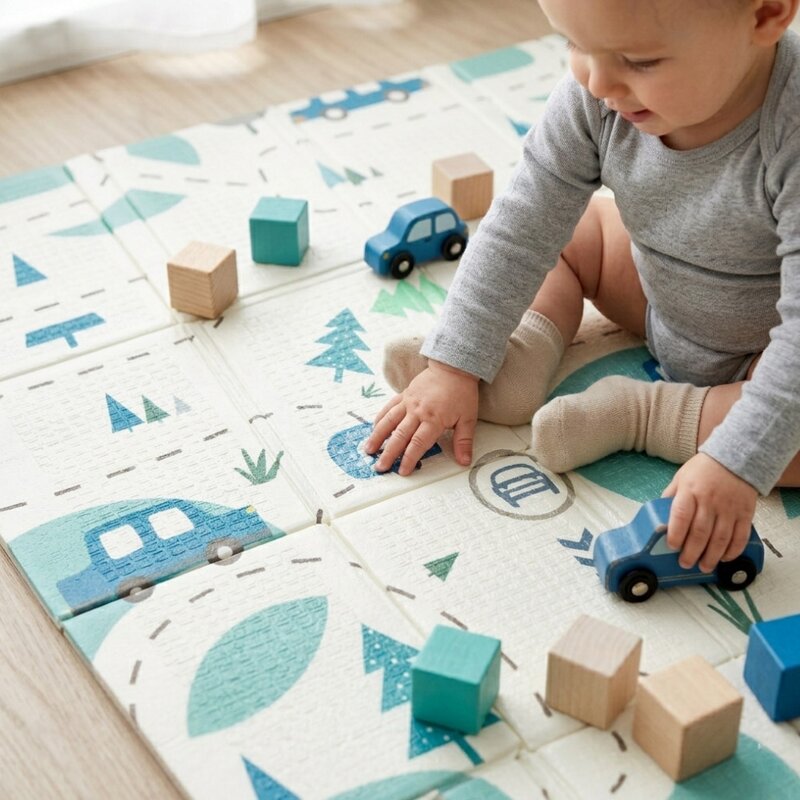 Covoras educativ Petite&Mars Campy L 130 x 200 cm Masini, imagine 2