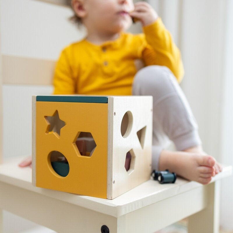 Cub de activitati, Petite&Mars, Gravity Wood of Mars, Cu 12 piese, 12 luni+, Multicolor